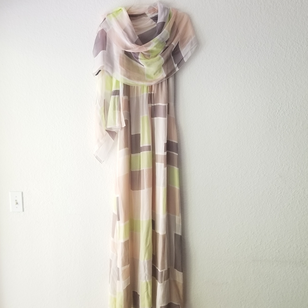 Patrizia Pepe Silk Strap Maxi Dress Blush Cream Pink Size S